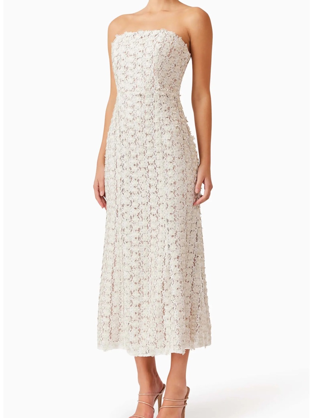 Elliatt - Cali Strapless Lace Midi Dress - Size S